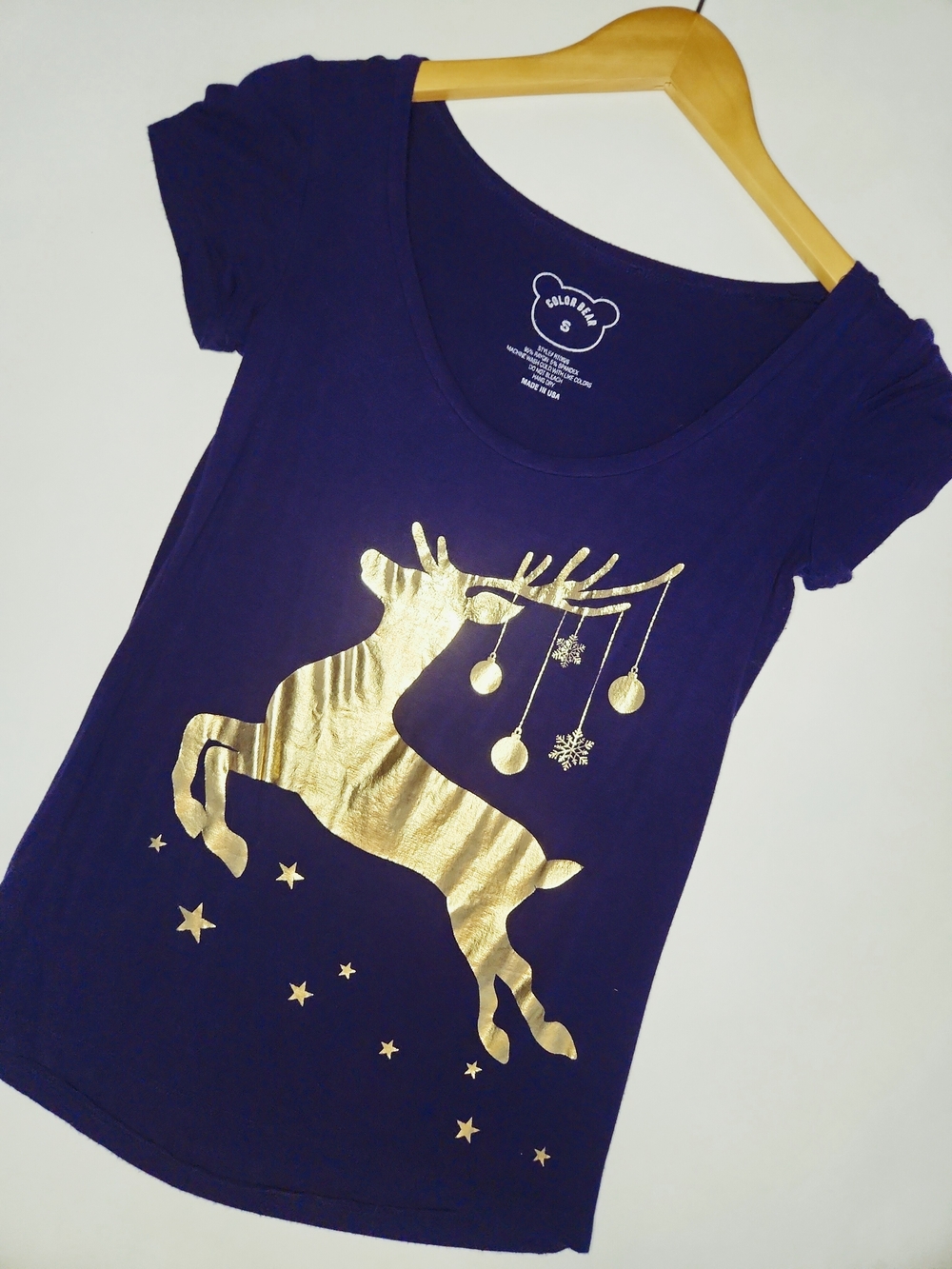 Color Bear Size Small Navy Blue & Gold Graphic